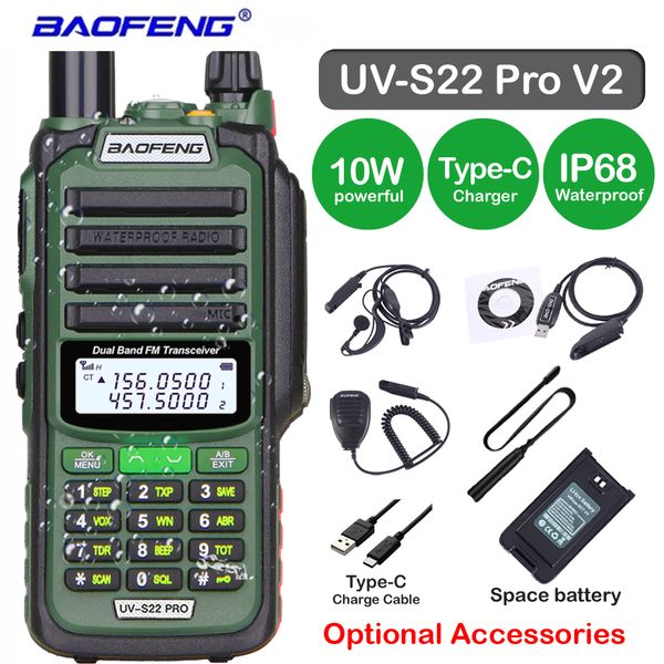 Talkie-walkie Baofeng UV S22 PRO V2 IP68 étanche double bande 136 174 400 520 MHz Ham Radio mise à niveau de la gamme UV9R UV5R Pro 50KM 230731