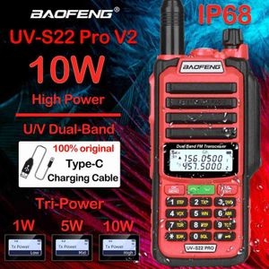 Walkie Talkie Baofeng UV S22 Pro V2 Upgrade Tri-Power Ham CB Radio Waterdicht IP68 Lange Range Walkie Talkie Dual Band UV-9R Plus Two Way Radio HKD230922