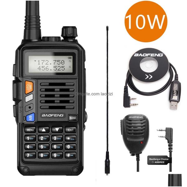 Walkie Talkie Baofeng Uv-S9 Plus Transceptor de mano Powerf con Uhf Vhf Banda dual Jamón de largo alcance Uv-5R Radio bidireccional Entrega de caída DHHJC