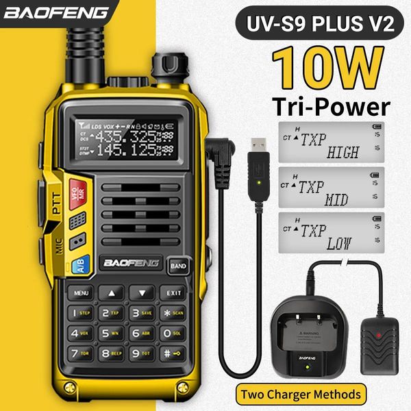 Talkie Walkie BAOFENG UV S9 Plus V2 10W puissant talkie-walkie chargeur USB 16 KM longue portée émetteur-récepteur double bande portable UV 5R Radio bidirectionnelle 231024