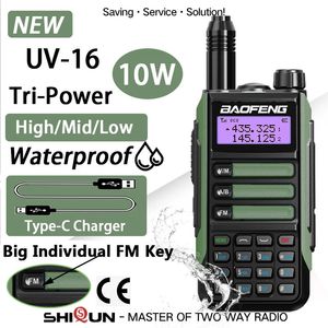 Talkie-walkie Baofeng UV16 Plus Talkies longue portée 10KM Radio bidirectionnelle étanche 10W VHF Bande UHF UV 16 Pro USB Type C Mise à niveau de UV5R 231030