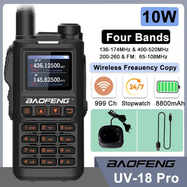 Walkie Talkie Baofeng UV18 PRO 10W High Power Tipo C Dual Band UHF VHF LARGO RANGO UV18I UV18L UV18H UV-G28 FM HAM HAM TOMOS RADIO