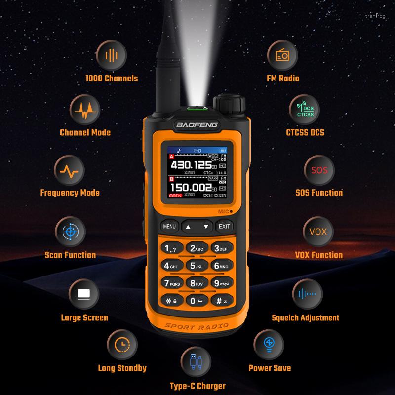 Walkie Talkie Baofeng UV20 Portable Transceiver Высокий мощный радио-тип-тип C Зарядка D Двуал-диапазон Bong Range Two Way