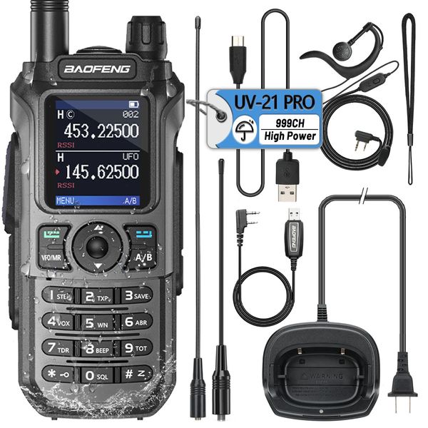 Talkie-walkie Baofeng UV21 Pro fréquence de copie sans fil 999CH TriBand étanche TYPE C 16 KM longue portée UV5R 17 dommage R 231030