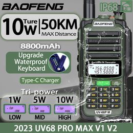 Talkie-walkie Baofeng UV68 Pro Max V2 10W IP68 étanche haute puissance CB Ham longue portée portable Radio bidirectionnelle chasse 230830