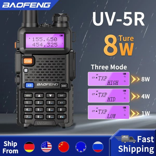 Walkie Talkie Baofeng Walkie Talkie UV 5R 5W 8W Banda dual Ham Radio bidireccional Vhf Uhf Radio FM Transceptor de mano Caza 16KM 231024