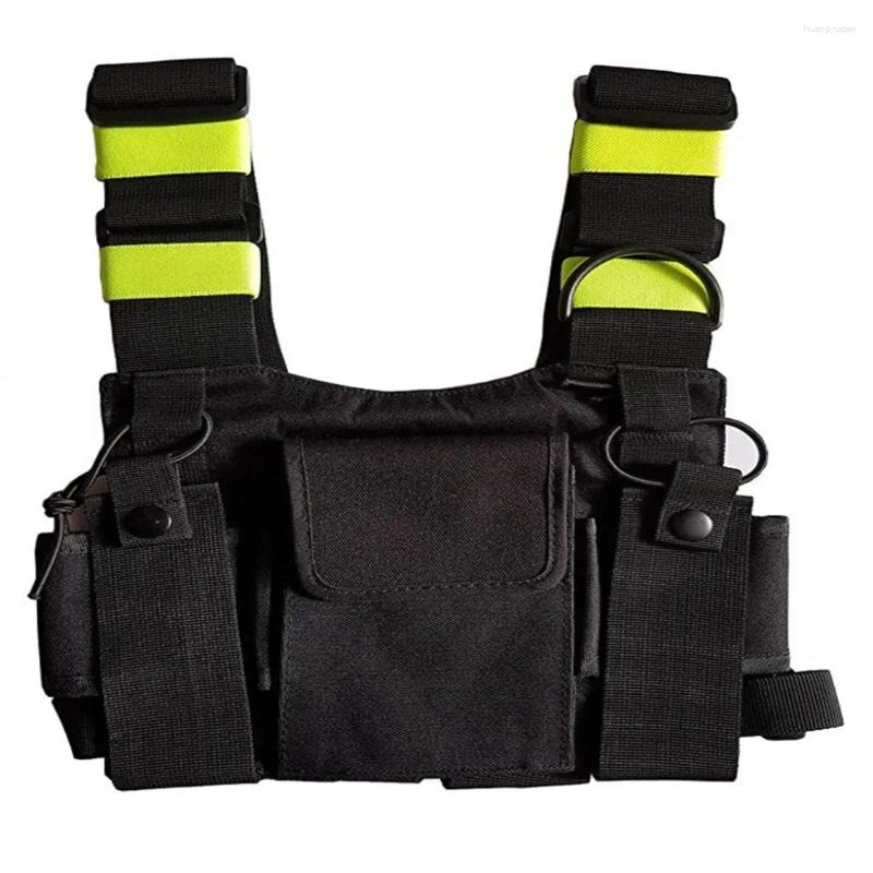 Walkie Talkie Heldergroen Radio Borstharnas Front Pack Pouch Holster Vest Rig Draagtas Voor 2-weg Baofeng UV-5R