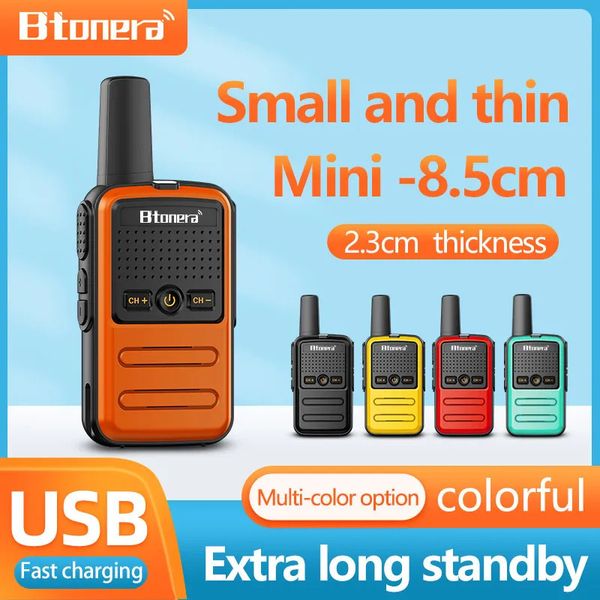 Talkie Walkie Btoera 2 pièces Mini talkie-walkie PMR 446 Radio bidirectionnelle portable Ht PTT Talkies-walkies 5W 16CH UHF 400-470MHz Radio portable pour 231023