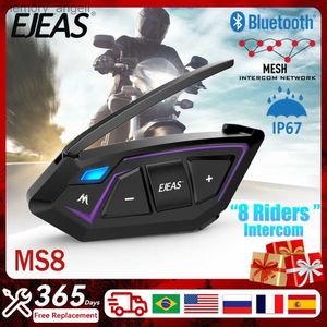 Talkie Walkie EJEAS MS8 8 Riders Moto Interphone Casque Casque 7000M Bluetooth Mesh Interphone Communication FM GPS Étanche Mains Libres HKD230925