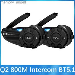 Walkie Talkie EJEAS Q2 Intercomunicador de motocicleta Auriculares para casco Bluetooth 5.1 Par rápido Impermeable hasta 2 conductores Interfono inalámbrico Auricular HKD230925