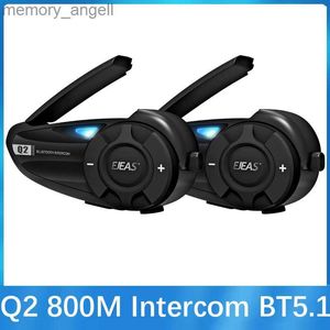 Talkie Walkie EJEAS Q2 Casque d'interphone de moto Casque Bluetooth 5.1 Paire rapide Étanche jusqu'à 2 coureurs Interphone sans fil Écouteur HKD230925