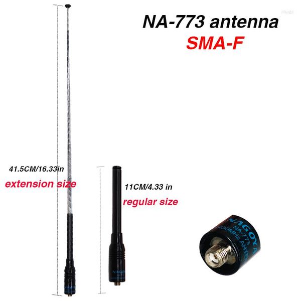 Walkie talkie flexible nagoya na-773 sma femelle vhf uhf double bande antenne pour baofeng uv-5r uv-82 bf-888s uv 5r uv82