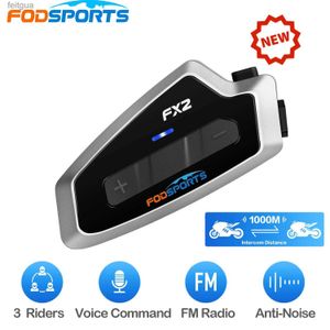 Walkie Talkie Fodsports FX2 Intercom Motorhelm Headset Draadloos Bluetooth 5.0 voor 3 rijders Interphone Bike Speaker Moto Communicatie YQ240130