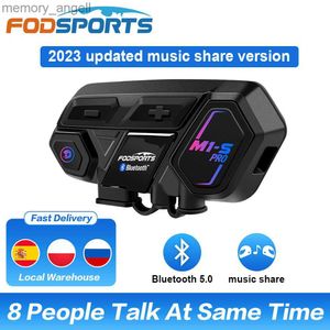 Talkie-walkie Fodsports M1-S Pro Interphone moto Bluetooth casque casque 8 coureurs 2000M communicateur BT 5.0 Interphone partager de la musique. 230925 HKD