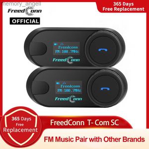 Walkie Talkie Freedconn Bluetooth Motorfiets Intercom Helmet Headset Wireless Motorbike kop Interphone LCD -scherm FM Oortelefoon HKD230925