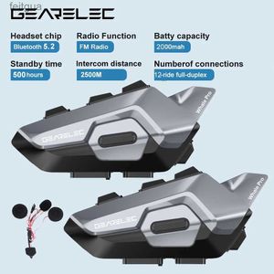 Talkie-walkie GEARELEC Interphone Bluetooth pour moto casques d'écoute 2-12 motocyclistes Interphone de communication 2500M IP65/GPS/FM Interphone pour casque YQ240130