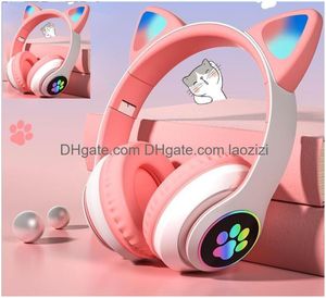 Walkie Talkie Auriculares Oreja de gato Auriculares con cancelación de ruido Bluetooth 5.0 Jóvenes Niños Soporte 6 colores Ou4O Drop Delivery Ottdv