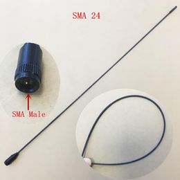 Walkie Talkie de alta ganancia delgada suave largo UV banda Dual SMA antena macho para Yaesu Vertex Linton Wouxun UV8D UV9D UV6D Etc.