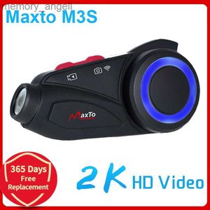 Talkie-walkie Maxto M3S Casque de moto Casque Bluetooth Interphone Objectif étanche WiFi 1440p Enregistreur vidéo DVR Interphone HKD230925