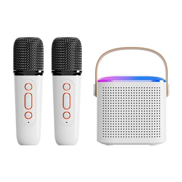 Talkie-walkie Microphone Karaoké Machine Portable Bluetooth 5.3 PA Système de haut-parleurs avec 1-2 microphones sans fil Machine de chant familiale à domicile 231023