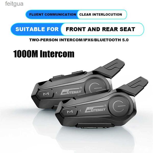 Walkie Talkie Moto Casco Intercomunicador Auriculares Bluetooth 5.0 Auriculares de motocicleta Inalámbrico 1000M Interfono Altavoz Auriculares Llamada manos libres YQ240130