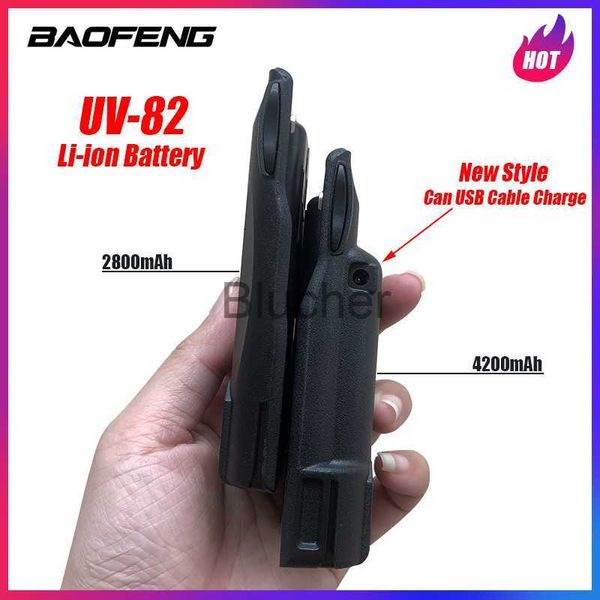 Walkie Talkie Nuevo Baofeng Walkie Talkie UV82 Batería Espesar 4200mAh Puede Cable USB Carga Compatible con UV8D82HP89 etc. Radios bidireccionales x0802