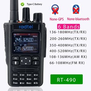 Talkie-walkie Aucun GPS Bluetooth Radtel RT 490 Radio amateur à six bandes 2 voies 256 CH Talkie-walkie d'aviation AM Fréquence aérienne RX USB C 231019