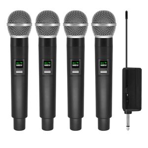 Walkie Talkie Professionele Draadloze Microfoon 4 Kanalen Karaoke Handheld Oplaadbaar Gemakkelijk Gebruik Buiten Met Koffer 231023