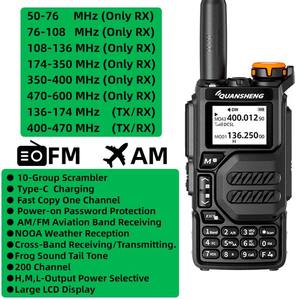 Walkie Talkie Quansheng UV K5 Portable Radio AM FM Estación de conmutador de dos vías Amateur Ham Wireless Set receptor de largo alcance 230816