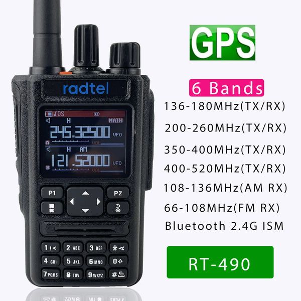 Talkie-walkie Radtel RT 490 GPS Bluetooth APP Amateur Radio bidirectionnelle 256CH bande aérienne USB C VOX SOS LCD Scanner Aviation 231019