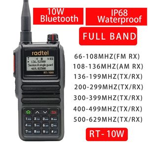 Walkie Talkie Radtel RT10W Waterdicht 10w Volledige Band 136630Mhz Ham Amateur 2 Manier Radio 199CH AM Luchtvaart Bluetooth 231030