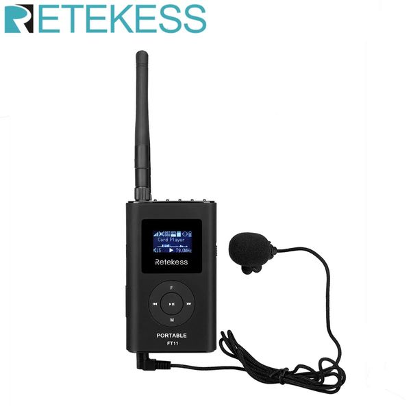 Talkie-walkie Retekess FT11 0,3 W Transmetteur de diffusion FM sans fil MP3 Portable pour église voiture réunion prise en charge carte TF entrée AUX 231023