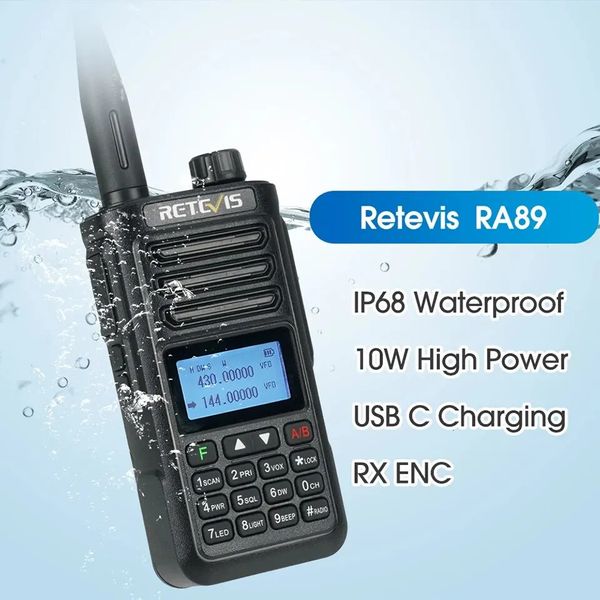 Talkie-walkie Retevis RA89 USB C Charge IP68 étanche 10W longue portée Radio bidirectionnelle réduction intelligente du bruit émetteur-récepteur HT 231117