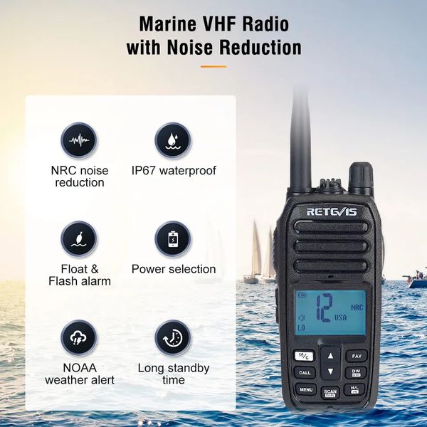 Talkie-walkie Retevis RM21 VHF Marine IP67 Station de radio bidirectionnelle étanche Talkie-walkie portable Réduction du bruit professionnelle 231019