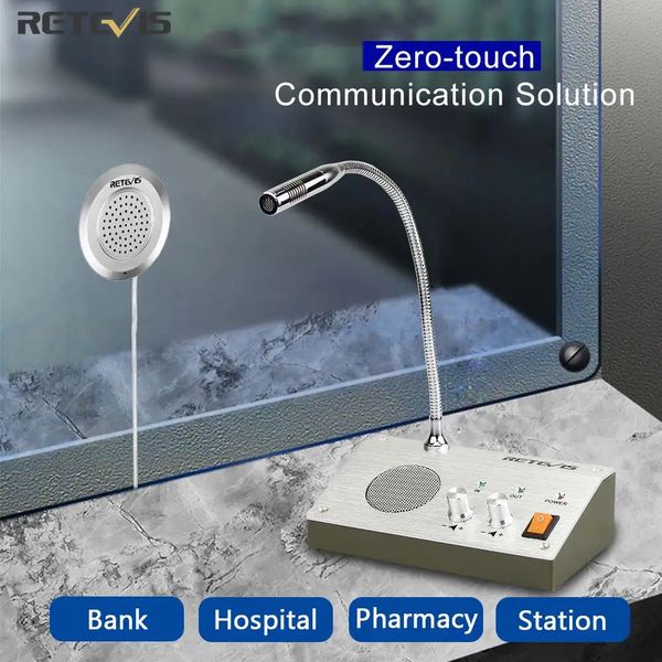 Talkie-walkie Retevis RT 9908, système d'interphone à fenêtre double voie, interphone de compteur de banque, Microphone de Table de pharmacie à deux banques 231019