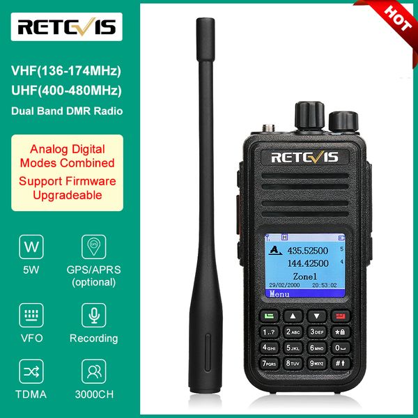 Talkie-walkie Retevis RT3S DMR Stations de radio jambon numérique Talkies-walkies Amateur professionnel Two Way VHF UHF GPS APRS 5W 230731
