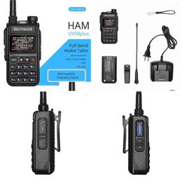 Walkie Talkie Ruyage Uv58Plus 6 bands Amateur Ham Two Way Radio 999Ch Air Band Vox Dtmf Sos LCD kleurenscanner Luchtvaart Drop Delivery Dhiac