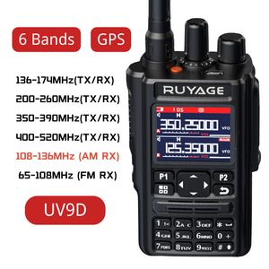 Walkie Talkie Ruyage UV9D GPS 6 Bands Amateur Ham Two Way Radio 256CH Air Band VOX DTMF SOS LCD Kleurenscanner Luchtvaart 230731