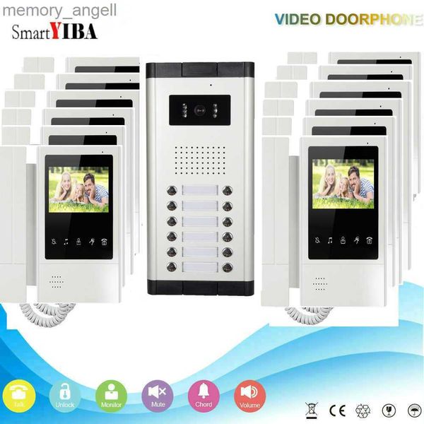 Walkie Talkie SmartYIBA Videoportero para apartamentos 12 unidades Botones de llamada Cámara para seguridad de edificios Interfono Sistema de videoportero HKD230925