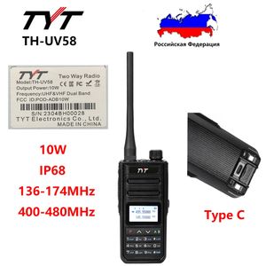 Walkie Talkie TYT TH UV58 10W IP68 Radio VHF 136 174MHz UHF 400 480MHz Daul Band 200 kanalen Type C Opladen 3200mAh UV99 PLUS 231019