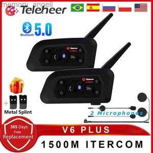 Version mise à jour du talkie-walkie !! V6 Plus casque de moto Bluetooth casque Interphone 1500M Interphone Duplex intégral étanche GPS communicateur HKD230925