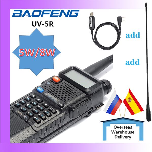 Talkie-walkie UV 5R Baofeng 5W 8W, batterie longue, accessoire, portée de 10 KM, Radio amateur FM, émetteur-récepteur pratique Portable 230823