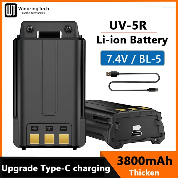 Talkie-walkie UV 5R Batterie Baofeng 1800 mAh/3800 mAh Li-Ion USB Type C Charge Rapide Mise À Niveau BL-5 Pour UV-5RE UV-5RA BF-F8 F9