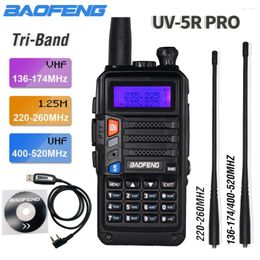 Walkie Talkie UV-5R PRO Baofeng 8W 2800mAh Tri-Band 128 canales Soporte de carga USB Radios de largo alcance Transceptor UV5R