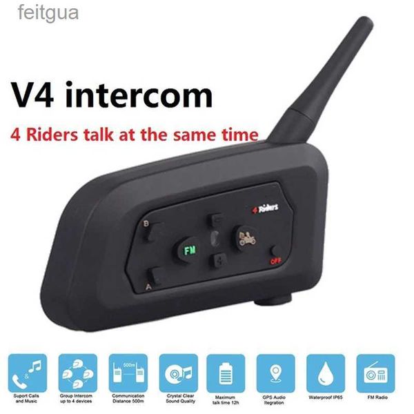 Talkie-walkie V4 Moto Bluetooth Interphone casque Interphone 1200M Duplex parlant Radio FM Moto communicateur YQ240130