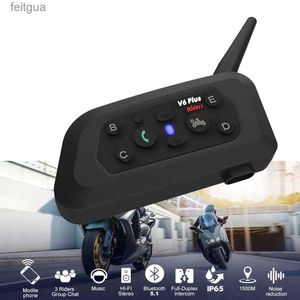 Talkie-walkie V6 PLUS moto Interphone Bluetooth sans fil 6 coureurs 1200m casque casque étanche 850mAh Interphone YQ240130