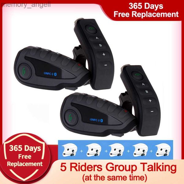 Walkie Talkie V8 1200m Bluetooth Interphone Motorcycle Casque Interphone Headset NFC Remote Control Full Duplex + FM HKD230925