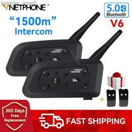 Walkie Talkie Vnetphone V6 Bluetooth Motorhelm Intercom Headset Waterdicht IP65 Full Duplex Interphone Communicator voor 6 rijders GPS HKD230925