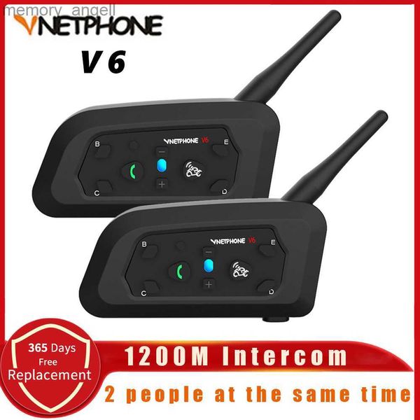 Talkie Walkie Vnetphone V6 Moto Bluetooth Casque Casque Interphone 1200M pour Moto 6 Coureurs BT Sans Fil Étanche Interphone MP3 HKD230925