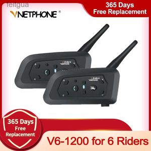 Walkie Talkie Vnetphone V6 Multi BT Interphone 1200M Motor Bluetooth Helm Intercom intercomunicador moto interfones headset voor 6 Rider YQ240130